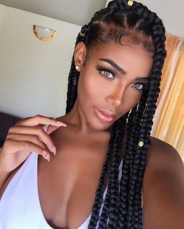 Box Braids Hairstyles: 16 Photos Of Box Braid Hairdos Inside Jumbo With Most Current Jumbo Braided Hairstyles (Photo 13 of 15)