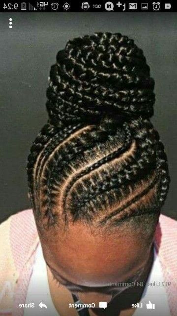 Braided Bun | Cornrow | Pinterest | Hair Style, Natural And Cornrows Throughout Most Up To Date Black Braided Bun Hairstyles (View 10 of 15)