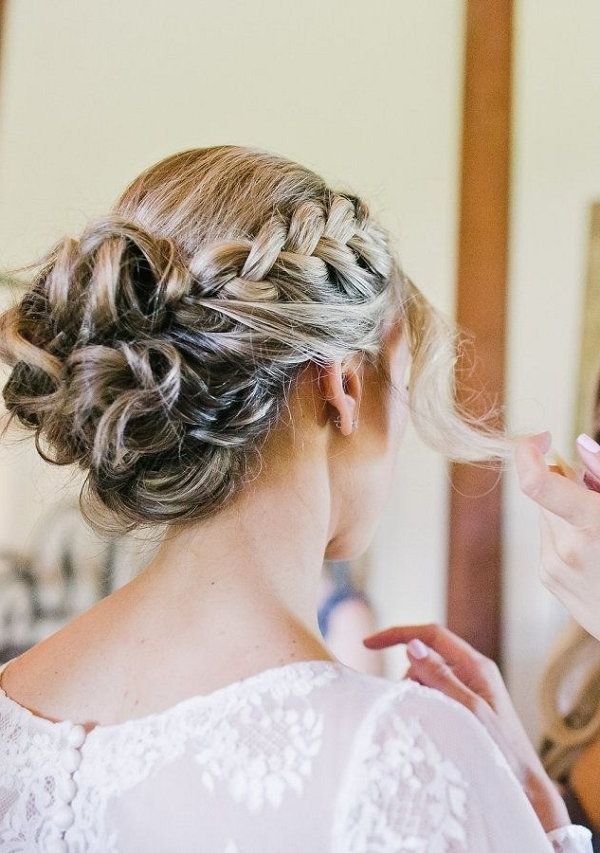 Braided Bun Wedding Hairstyle For Long Hair | Deer Pearl Flowers Inside Most Popular Wedding Braided Hairstyles For Long Hair (Photo 7 of 15)