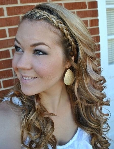 Braided Hairstyles – Wavy Hairstyle With Braided Headband | Trendy For Current Headband Braided Hairstyles (View 6 of 15)