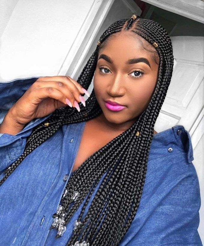 Braids With Beads: Hairstyles For A Beautiful And Authentic Look With Regard To Recent Simple Center Part Fulani Braids With A Forehead Bead (View 9 of 15)