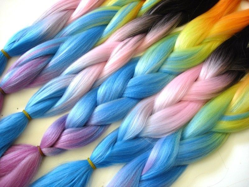 Candy Rainbow And Cotton Candy Multicolored Kanekalon Jumbo Braid With Regard To Most Current Multicolored Jumbo Braid Hairstyles (View 13 of 15)