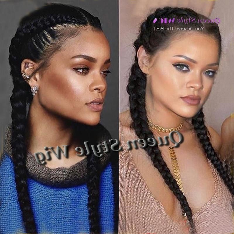 Celebrity Rihanna Double Dutch Braids Hairstyle Lace Front Wig Twin With Regard To Most Current Rihanna Braided Hairstyles (Photo 5 of 15)