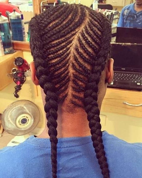 Cool Long Cornrows Hairstyle With Braids For Men – Long Hair Guys Within Most Current Cornrow Hairstyles For Long Hair (View 12 of 15)