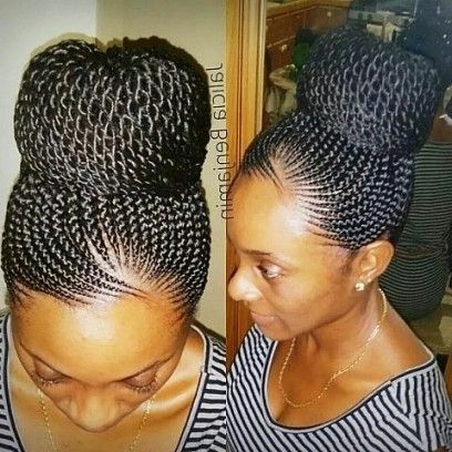 Featured Photo of 15 Ideas of Cornrows with High Twisted Bun