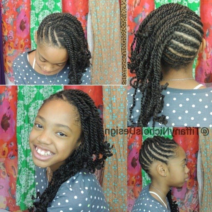 Cornrows And Twists Natural Hairstyle (kid Friendly) – Youtube Pertaining To Most Recent Natural Cornrows And Twist Hairstyles (View 3 of 15)