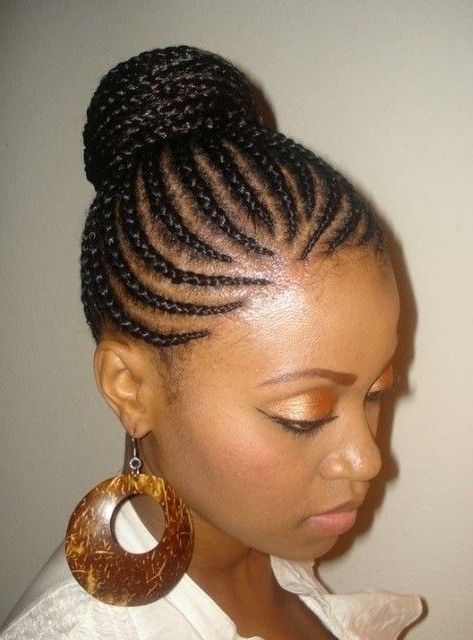 Cornrows Bun Updo For Women | Hair | Pinterest | Cornrow Braid Inside Newest Cornrow Updo Hairstyles With Weave (Photo 8 of 15)