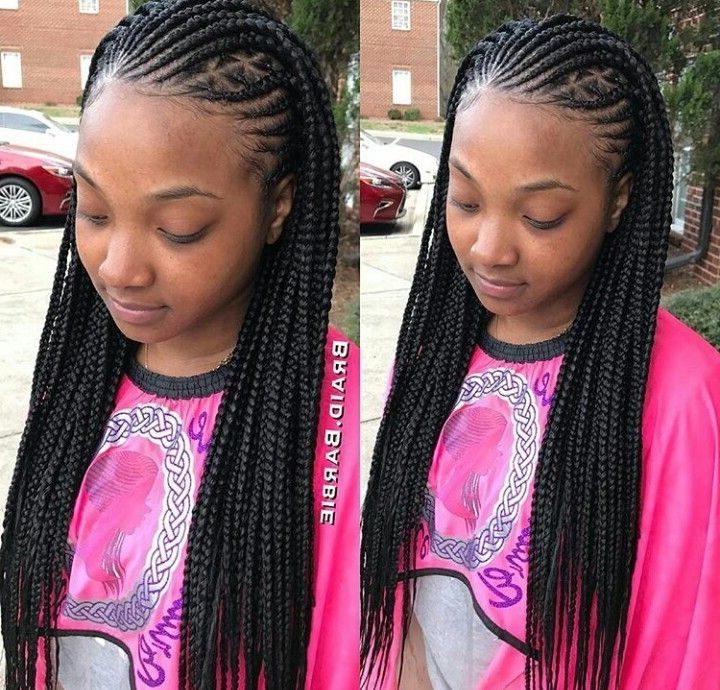 Cute Braids. Cornrow Hairstyle. Protective Style. These Are Box Inside Most Popular Half Cornrows Half Individual Braids (Photo 5 of 15)