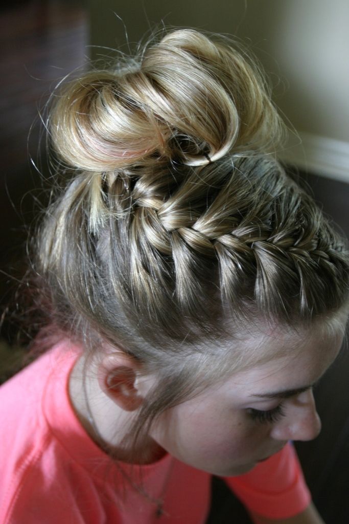 Dance Hair: Braided Messy Bun Tutorial | Sand Sun & Messy Buns Pertaining To Most Recent Messy Bun With French Braids (View 12 of 15)