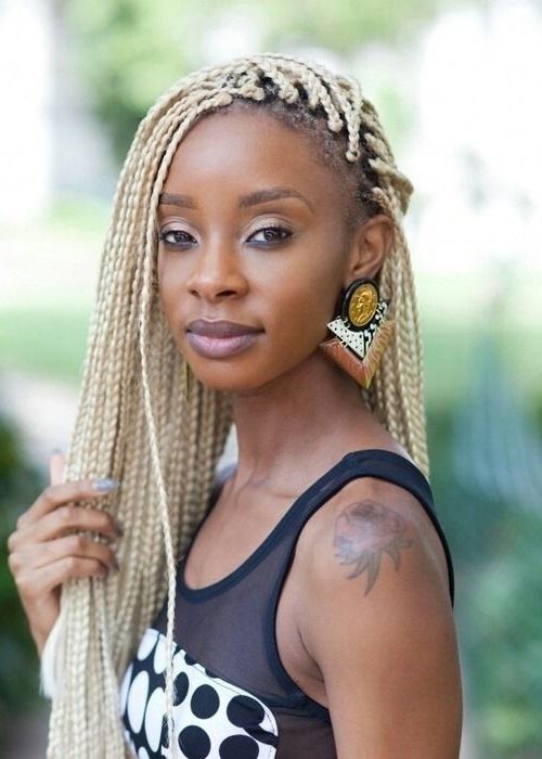 Ebony Girl Has Long Blond Braids. Nice Hairstyle ! | A Woman's Crown With Most Up To Date Ebony Braided Hairstyles (Photo 13 of 15)
