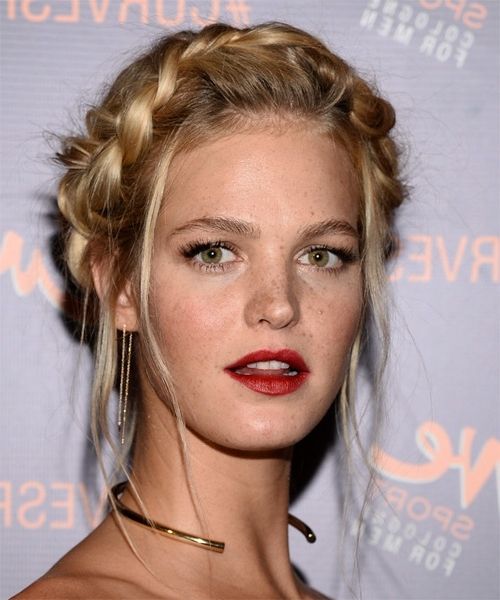 Erin Heatherton Long Straight Casual Braided Updo Hairstyle – Dark In Best And Newest Casual Braided Hairstyles (View 15 of 15)