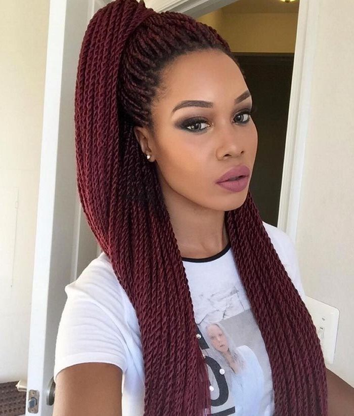 Everything About Box Braids And Senegalese Twists | Hairstyles Regarding Recent Thin Black Box Braids With Burgundy Highlights (View 14 of 15)