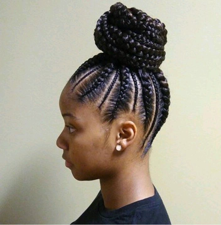 Feed In Bun #pinterest @shiiphillips | # Natural Hair? | Protective Intended For Most Current Feed In Bun With Ghana Braids (Photo 1 of 15)
