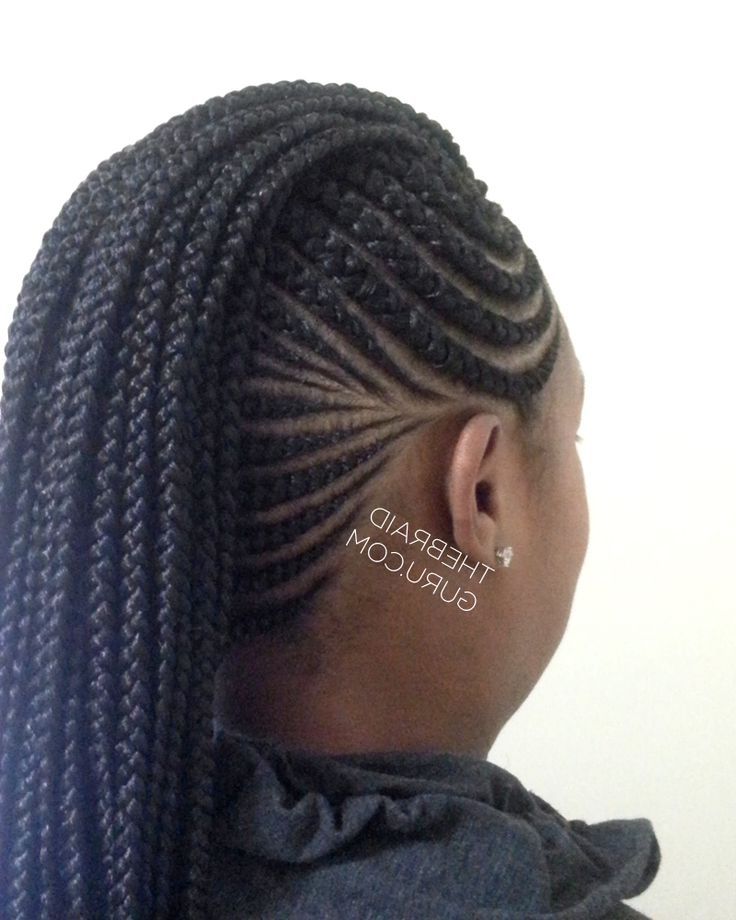Feed In Cornrows – Mohawk With Individuals – Left Back View – Braids Within Newest Cornrows Mohawk Hairstyles (Photo 9 of 15)