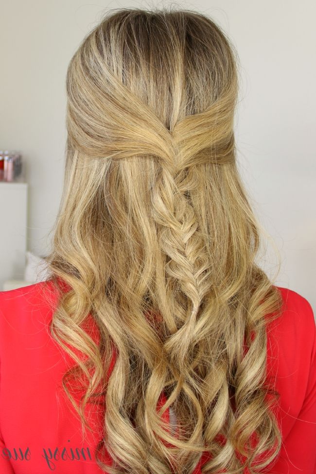 Half Up Fishtail Braid For Most Up To Date Upside Down Fishtail Braid Hairstyles (View 12 of 15)