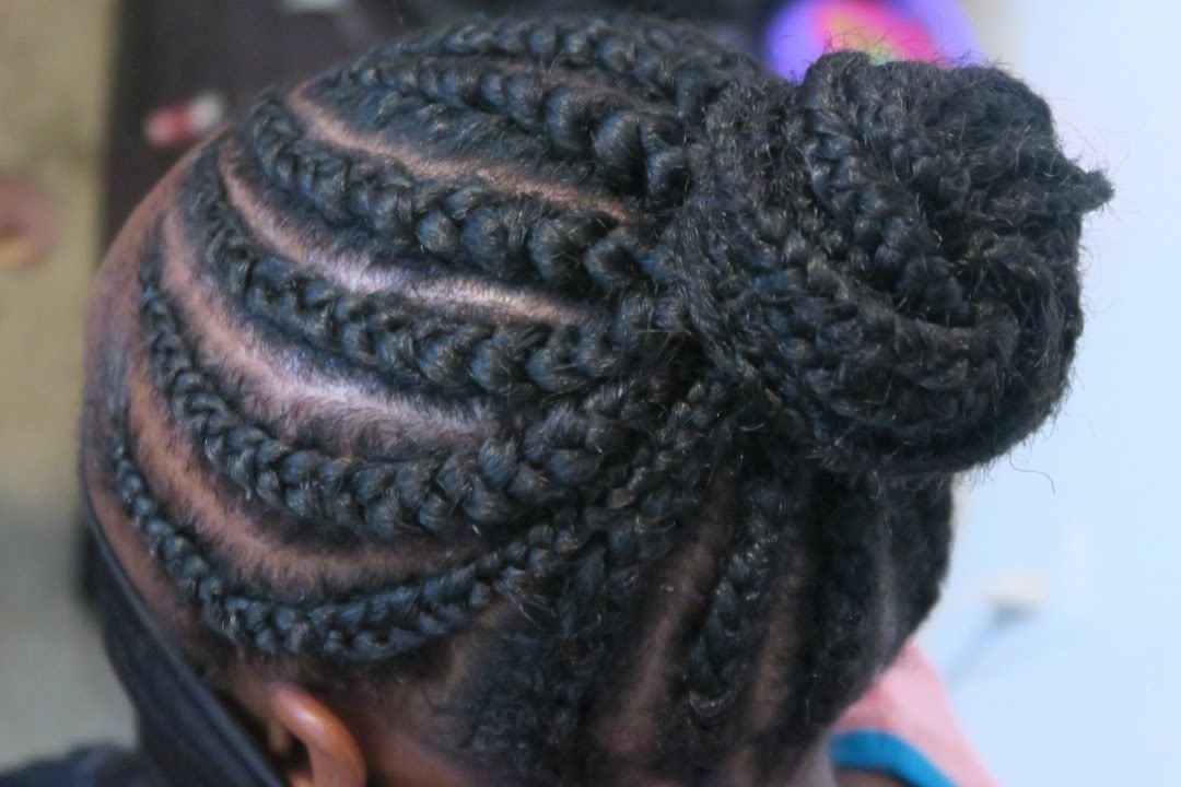 How To: Feeding Ghana Braids With Bun |mammie Amanda – Youtube With Regard To Most Up To Date Feed In Bun With Ghana Braids (View 8 of 15)