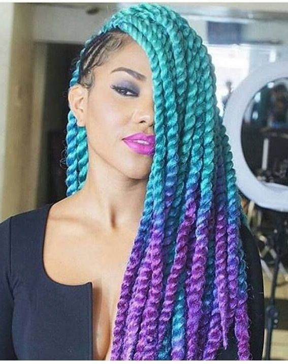 I Am Totally In Love With This! Pinterest:@marilynbabez Follow For Within Most Current Extra Long Blue Rainbow Braids Hairstyles (View 8 of 15)