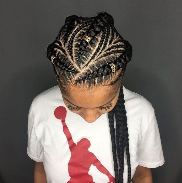 Image Result For Feed In Braids | Hair | Pinterest | Black Girl With Regard To Most Current Thick And Thin Asymmetrical Feed In Braids (Photo 7 of 15)