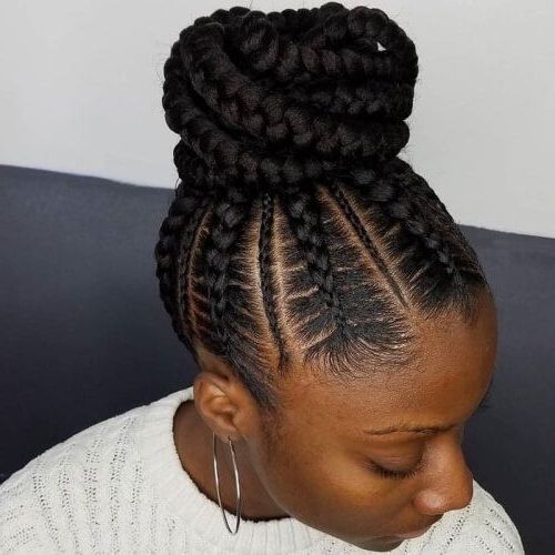Image Result For Ghana Braids Bun | Best Beauty Products Ever Pertaining To Most Up To Date Updo With Thin Wavy Feed Ins (View 7 of 15)