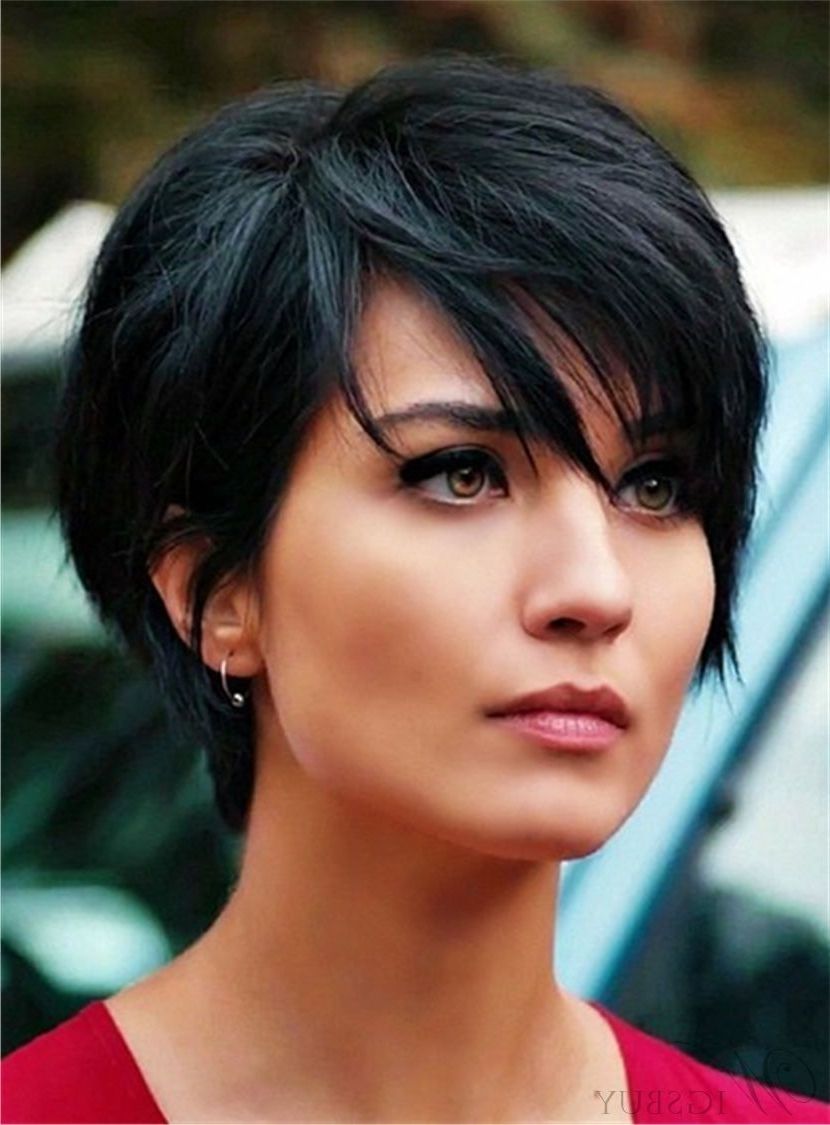 Layered Natural Black Pixie Short Messy Synthetic Hair With Straight For Current Long Honey Blonde And Black Pixie Haircuts (Photo 3 of 15)