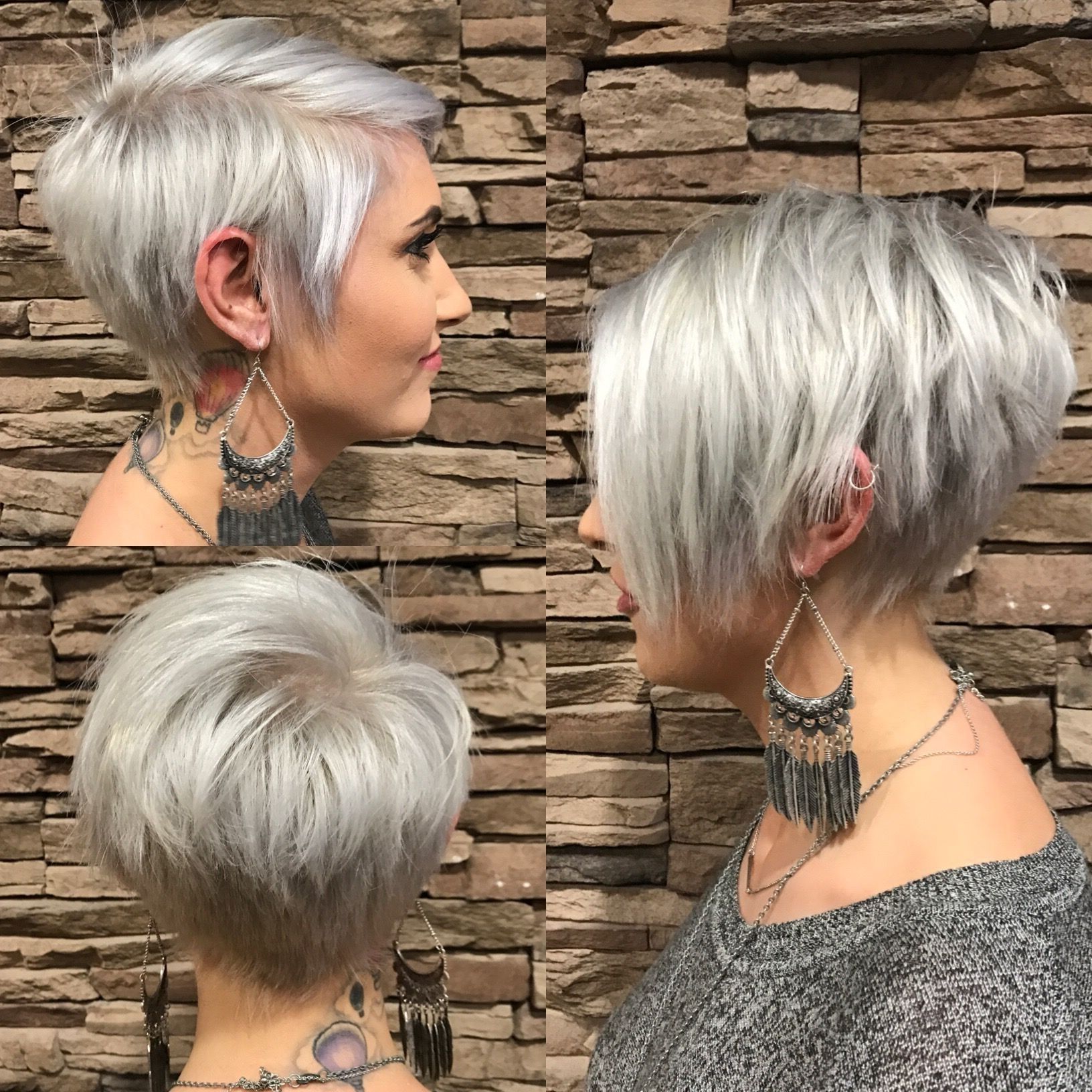 Long Pixie With Bangs, Silver | Hair Cut And Style Ideas | Pinterest Intended For Newest Stacked Pixie Bob Haircuts With Long Bangs (Photo 1 of 15)