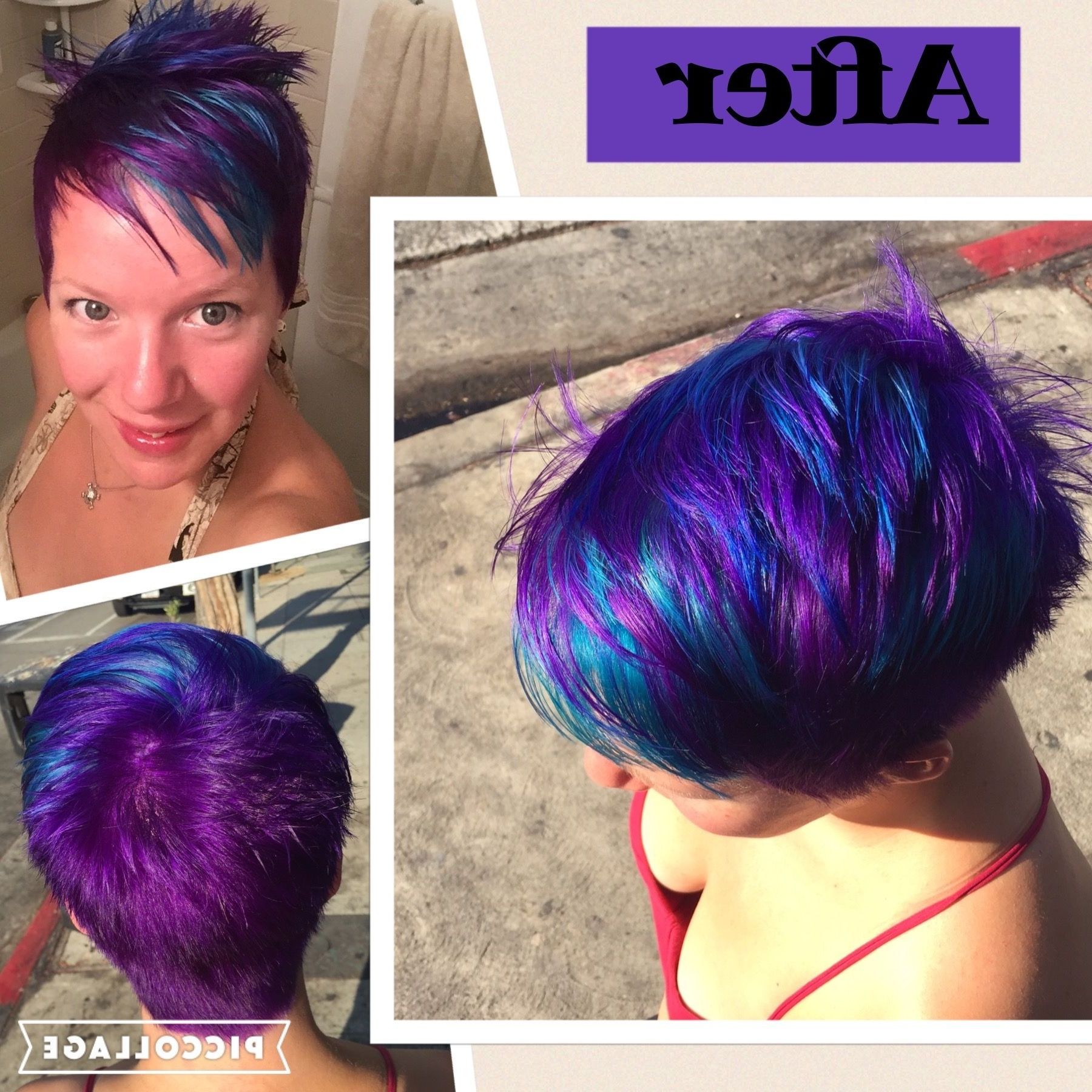 Mermaid Rainbow Hair – Purple, Blue, Teal. Pixie (short) Hair Length Within Most Popular Funky Blue Pixie With Layered Bangs (Photo 13 of 15)