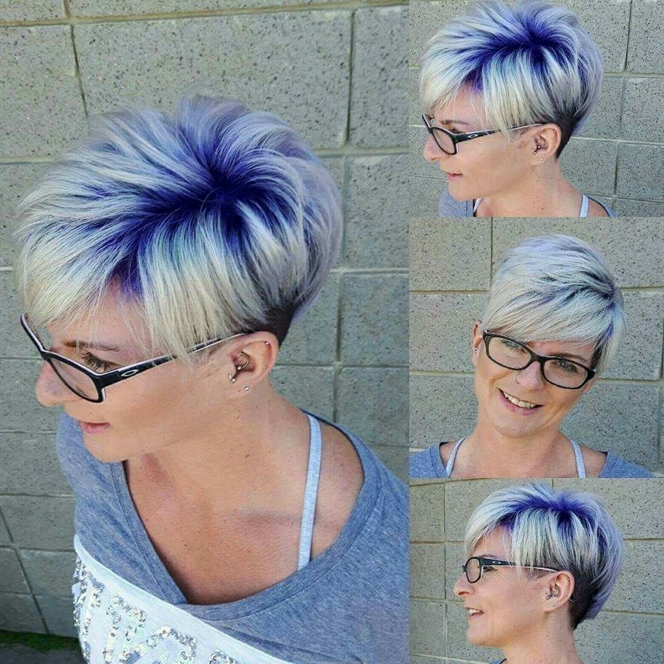 My Platinum Blonde, Purple Roots, Undercut Pixie ? Love Love Love Within Recent Undercut Blonde Pixie With Dark Roots (View 3 of 15)