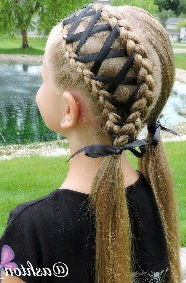 No Tutorial, Double Ribbon Laced Piggie Braids | Missy Do Hair Regarding Most Popular Braided Ribbon Hairstyles (Photo 1 of 15)