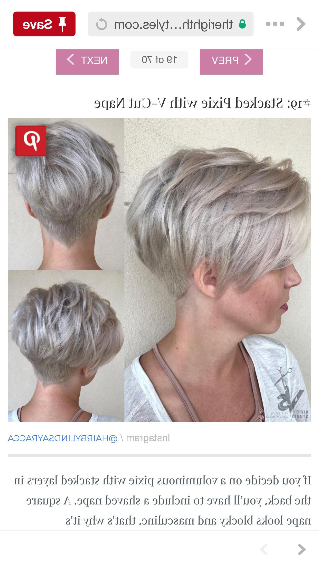 Pinerin Ralph On My Style | Pinterest | Hair Cuts, Hair Style For Most Recently Stacked Pixie Haircuts With V Cut Nape (View 2 of 15)