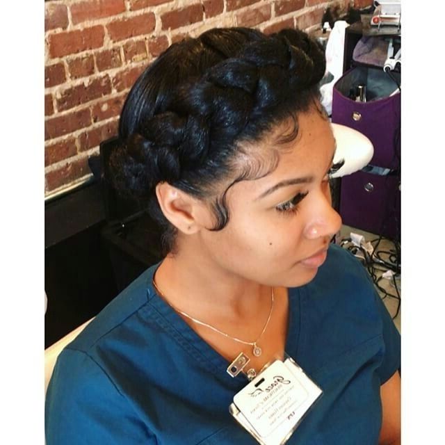 Pinterest: @kekedanae20 | Natural Hair | Protective | Relaxed In Newest Wrapped Ponytail With In Front Of The Ear Braids (Photo 5 of 15)