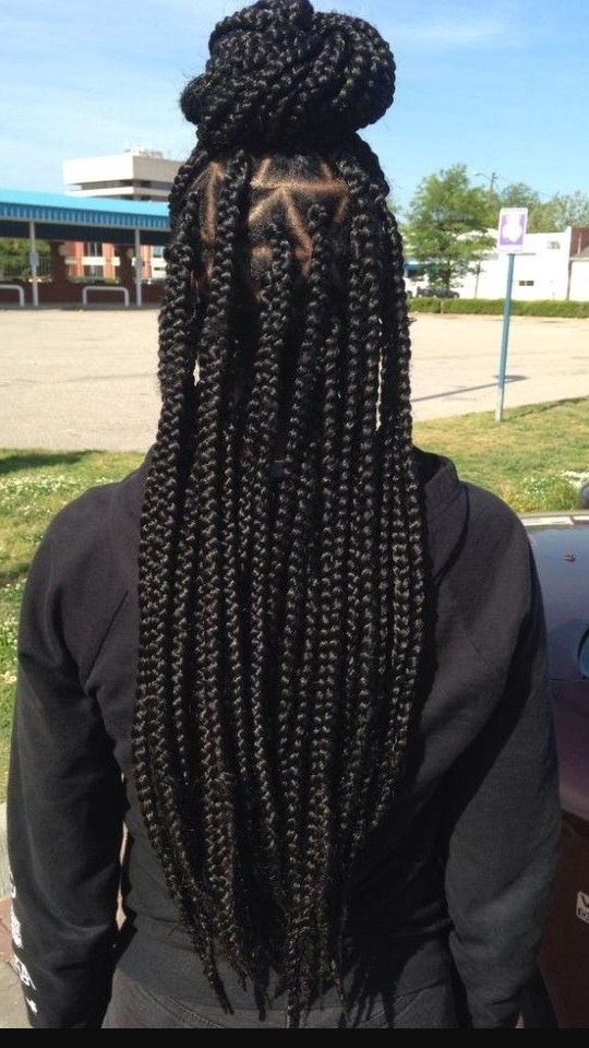 Pinvanessa Chery On Hair | Pinterest | Hair Style, Protective Intended For Newest Bold Triangle Parted Box Braids (View 7 of 15)