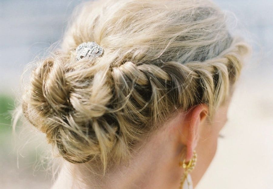 Regal Wedding Updo Braided With Rhinestone Clip Throughout Recent Regal Braided Up Do Hairstyles (View 4 of 15)