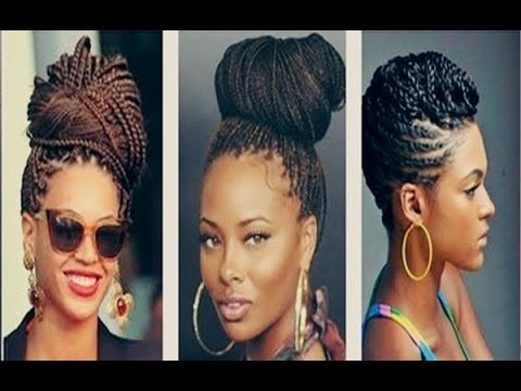 Senegalese Twist Bun Hairstyles Tumblr Pinterest 2016 – Youtube Inside Best And Newest Cornrows With High Twisted Bun (View 7 of 15)