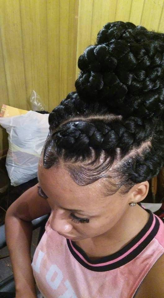 She Used Jbco On A Twa Twist Out, But The Style She Got Out Of It Inside 2018 Cornrows With High Twisted Bun (Photo 11 of 15)