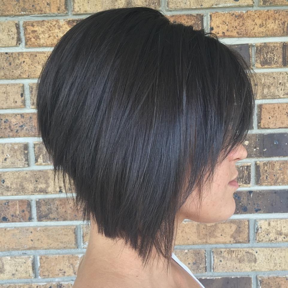 The Full Stack: 50 Hottest Stacked Bob Haircuts Regarding Recent Stacked Pixie Bob Haircuts With Long Bangs (View 13 of 15)