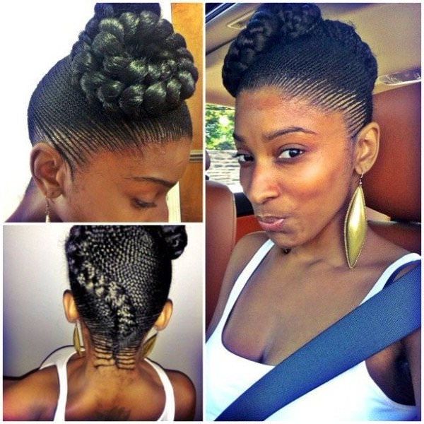 Thin Cornrows Braided Updo – Black Hair Information Inside Most Recent Thin Cornrows Hairstyles (Photo 11 of 15)