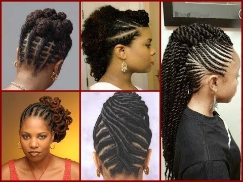Top – 20 Flat Twist Hairstyles On Natural Hair – Youtube Regarding Most Popular Cornrow Updo Hairstyles With Weave (Photo 14 of 15)
