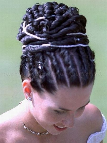 Top Bun Wedding Hairstyles – High Bun With Twist Braid | Hairstyles Intended For Latest Cornrows With High Twisted Bun (Photo 10 of 15)