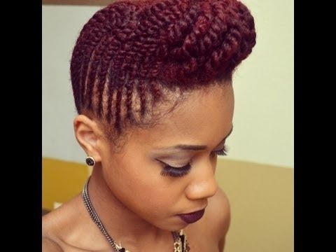 Two Strand Flat Twist Natural Hair Pompadour Updo – Youtube Inside Most Current Natural Cornrows And Twist Hairstyles (View 11 of 15)
