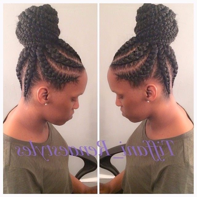 Updo Cornrow Hairstyles Gallery – Hair Extensions For Short Hair Pertaining To Newest Cornrows Upstyle Hairstyles (View 9 of 15)