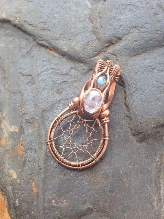 Wire Wrapped Dreamcatcher, Dreamcatcher Jewelry, Wire Wrapped Throughout Most Current Side Top Knot Ponytail With Copper Wire Wraps (View 14 of 15)