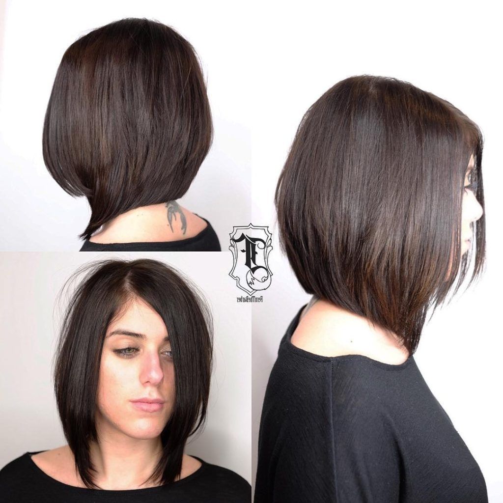 Women's Chic Long Angled Bob With Layers And Brunette Color Medium With Most Recently Angled Pixie Bob Haircuts With Layers (View 10 of 15)