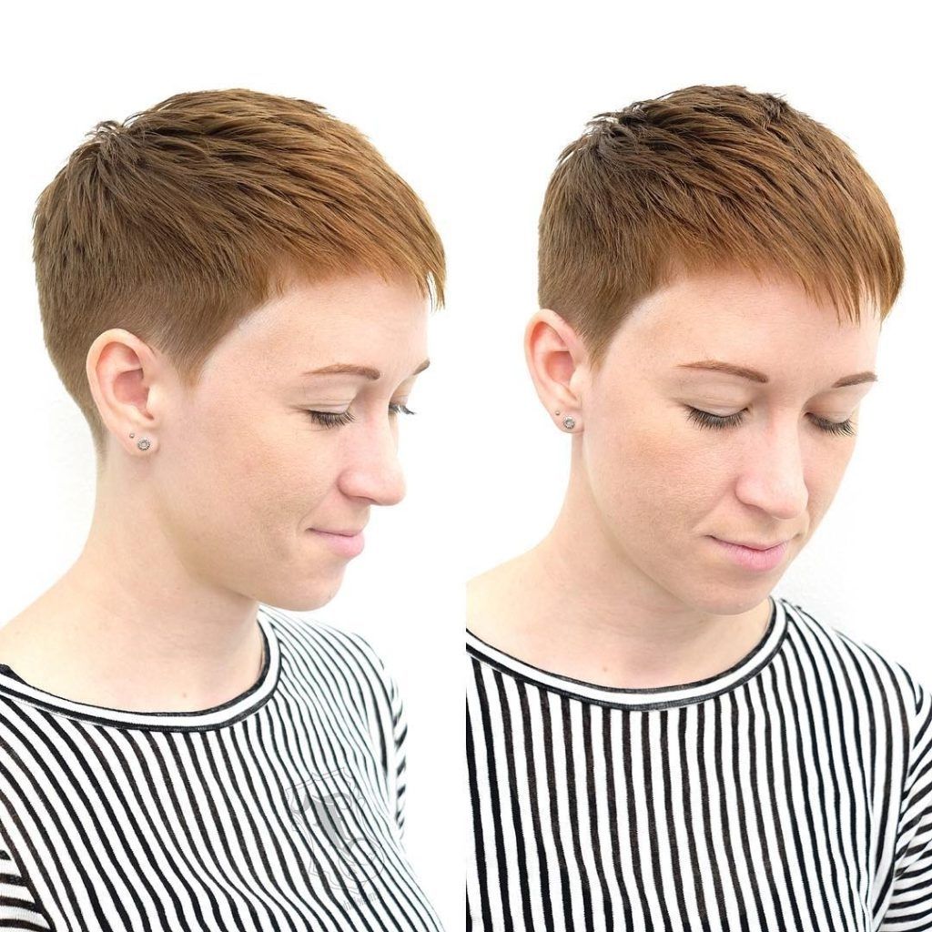 Women's Copper Textured And Tapered Pixie Cut Short Hairstyle Inside Most Recently Tapered Pixie Haircuts (View 7 of 15)