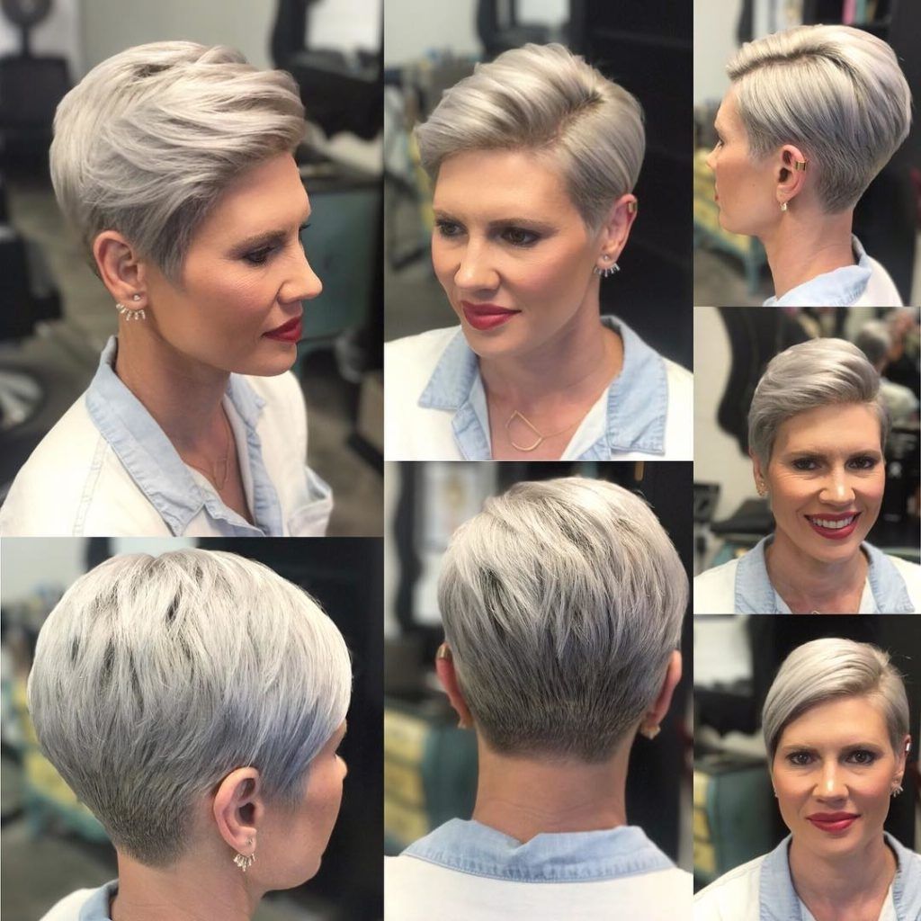 Women's Versatile Polished Pixie Cut With Platinum Color And Tapered With Regard To Most Popular Tapered Pixie Haircuts (View 2 of 15)