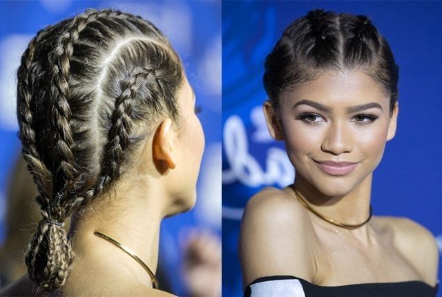 Zendaya With Two French Braids | Hairspiration: 25 Celebrity In Most Up To Date Zendaya Braided Hairstyles (Photo 2 of 15)