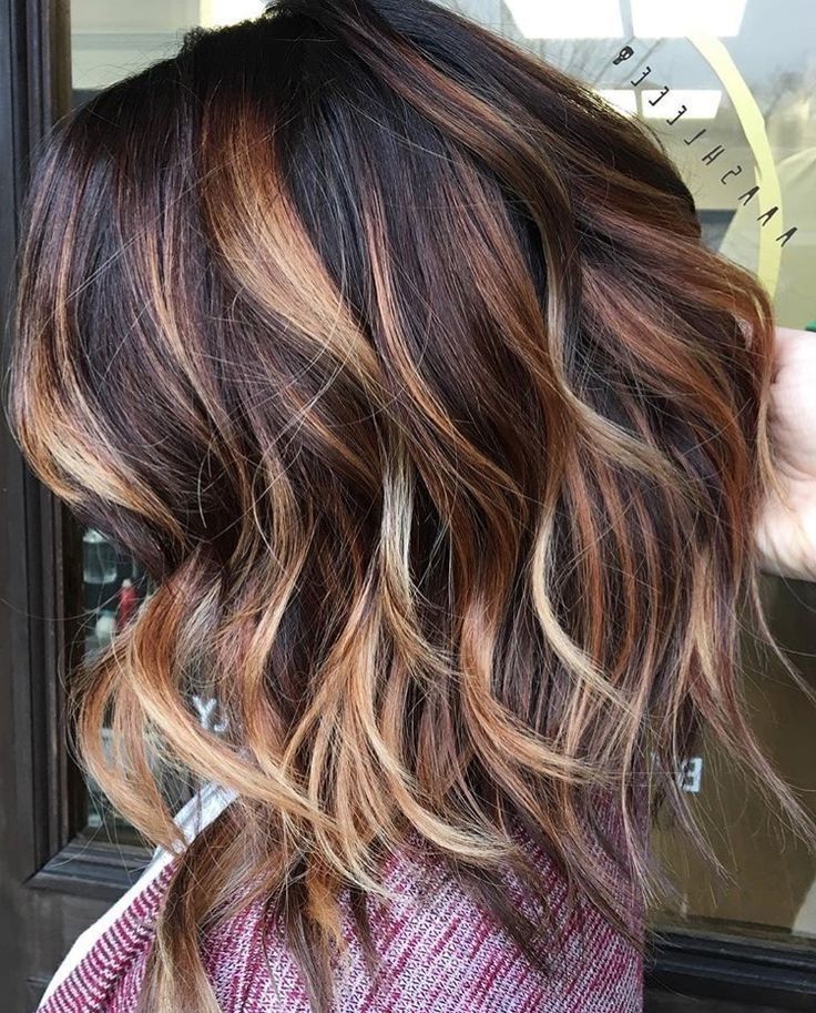 11+ Best Dark Brown Hair With Caramel Highlights | Cut Styles And Inside Dark Locks Blonde Hairstyles With Caramel Highlights (Photo 3 of 25)