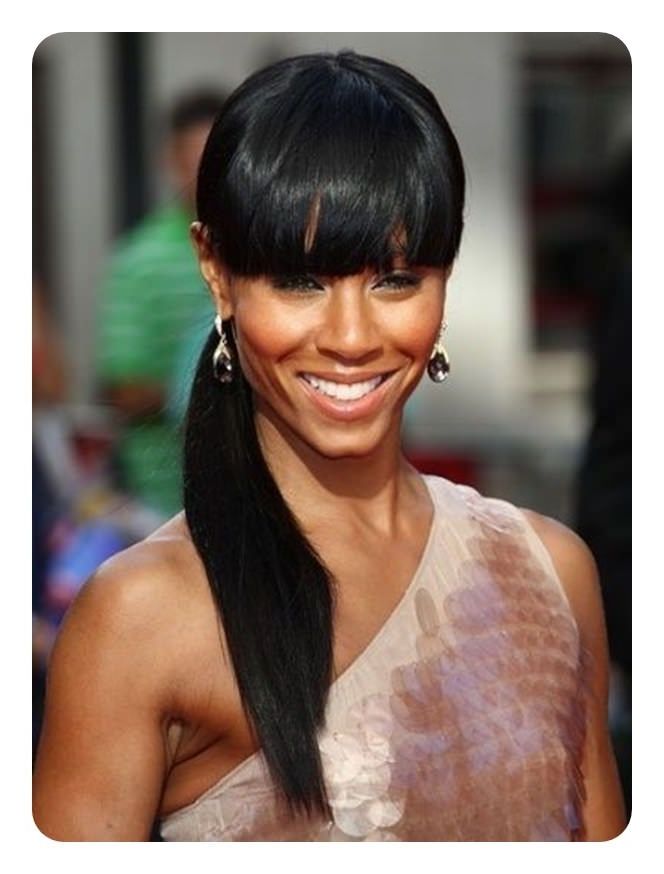 120 Fascinating Ponytail With Bangs To Cherish On Intended For Weaved Polished Pony Hairstyles With Blunt Bangs (Photo 1 of 25)