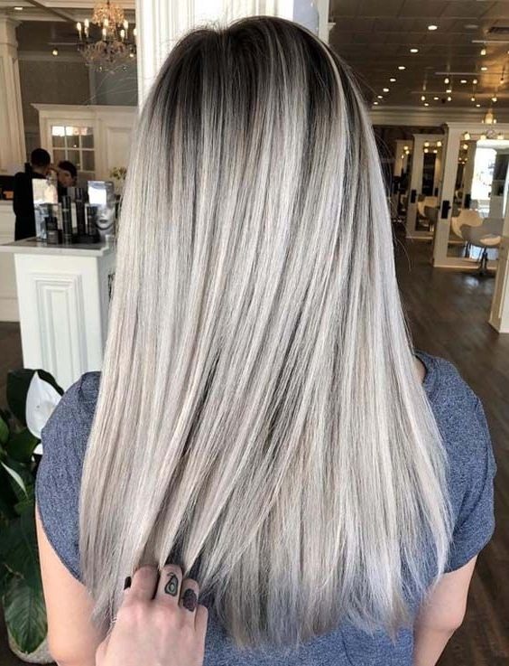 22 Best Ash Blonde Color Melts For Sleek Straight Hairstyles In 2018 Inside Silver Blonde Straight Hairstyles (View 5 of 25)