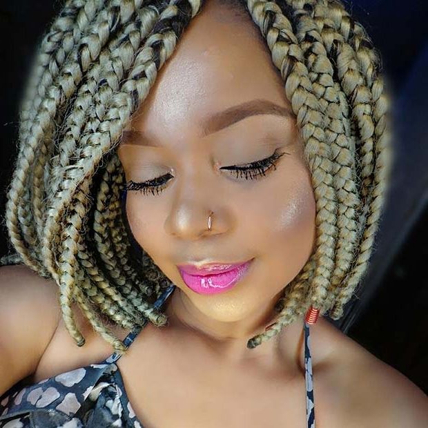 23 Cool Blonde Box Braids Hairstyles To Try | Stayglam Pertaining To Platinum Braided Updo Blonde Hairstyles (View 17 of 25)