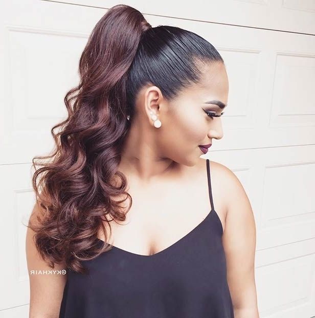 25 Elegant Ponytail Hairstyles For Special Occasions | Stayglam Pertaining To High Pony Hairstyles With Contrasting Bangs (Photo 10 of 25)